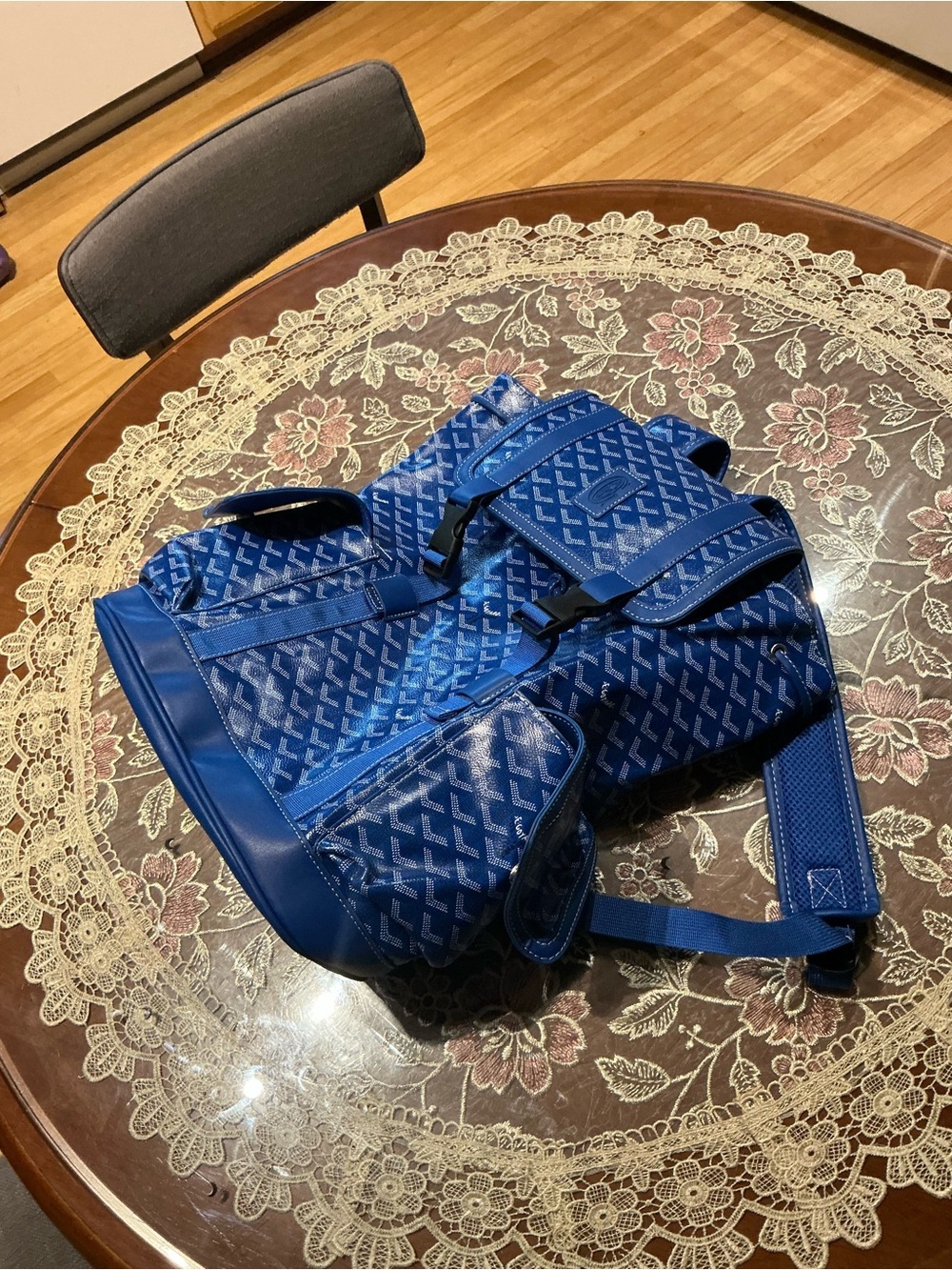 Goyard Blue Chevron Backpack - Picture 3 of 7